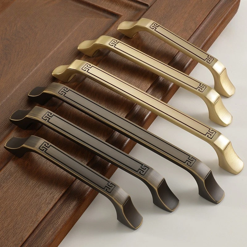 Brass New Chinese Furniture Vintage Cabinet Door Handle High End Light Luxury Cabinet Wardrobe Door redwood Handle Knob