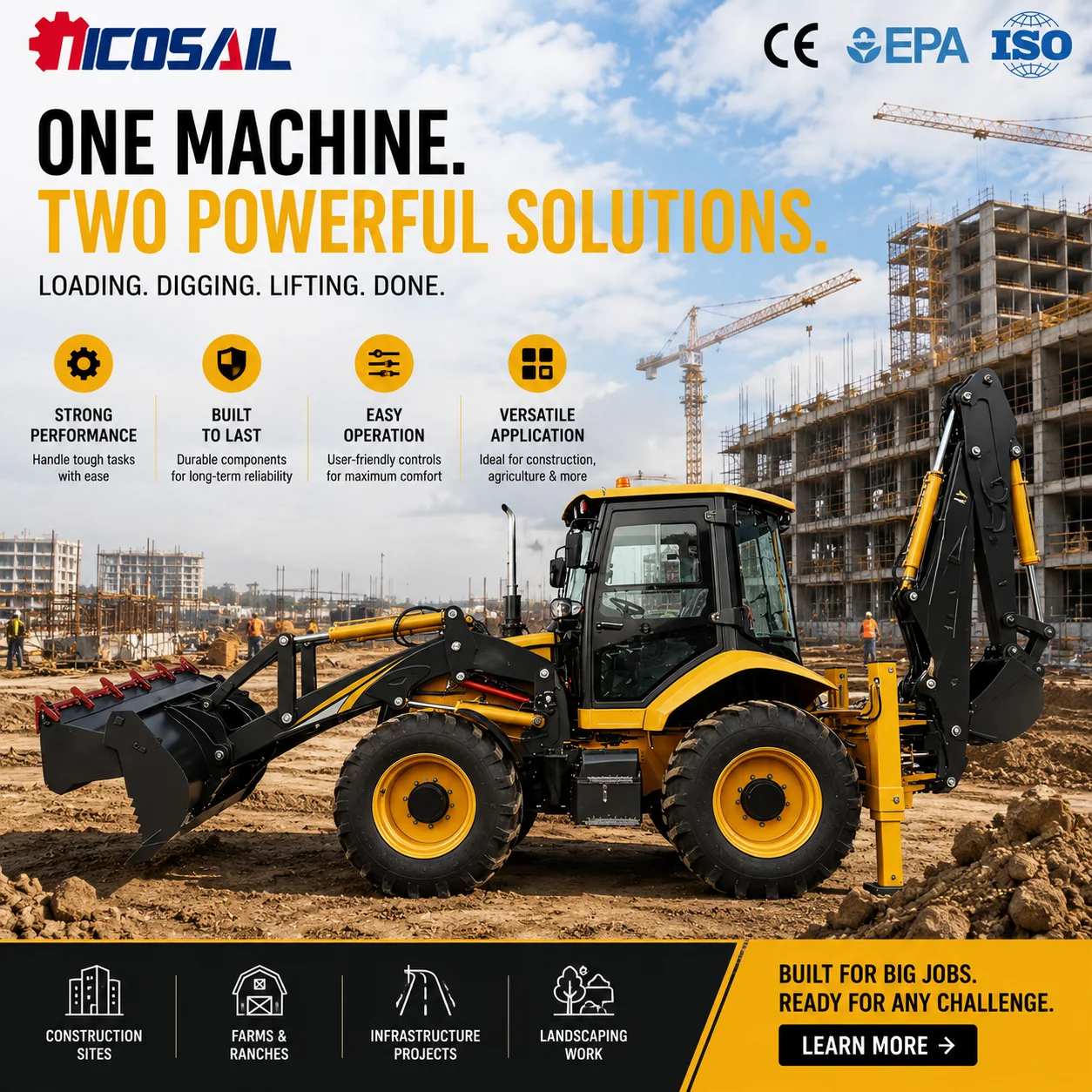 

Custom Backhoe Loader CE Euro 5 Multifunction Loader Excavator for Farm Municipal Road and Utility Construction