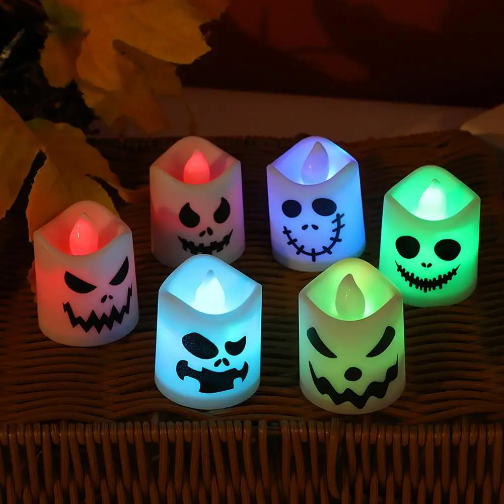 Halloween Set Spooky with These 6pcs Halloween Ghost Pumpkin Led Candle Lights Ideal for Home Parties Bar Decorations Haunted