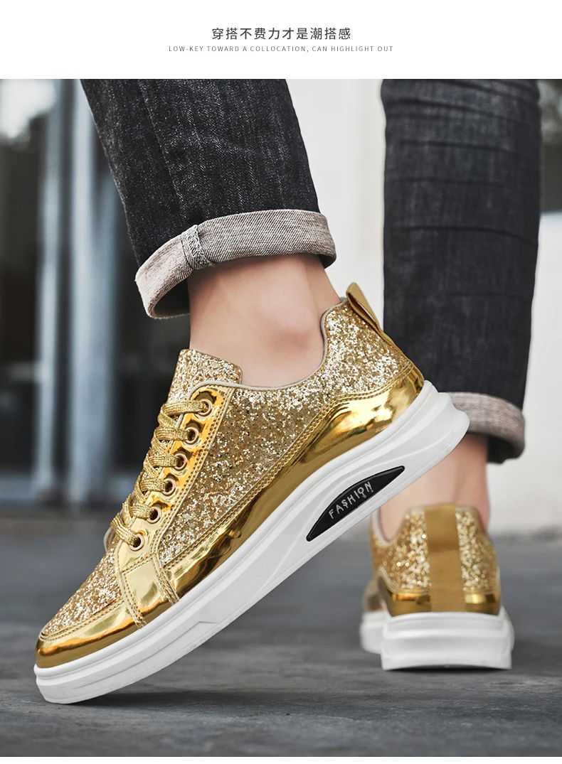 Neue Frühlings- und Herbst-Herrenschuhe mit Pailletten, Modische Britische Freizeitschuhe, Trendige Schuhe, Vielseitige Niedrige Sportsneaker – Detail 12