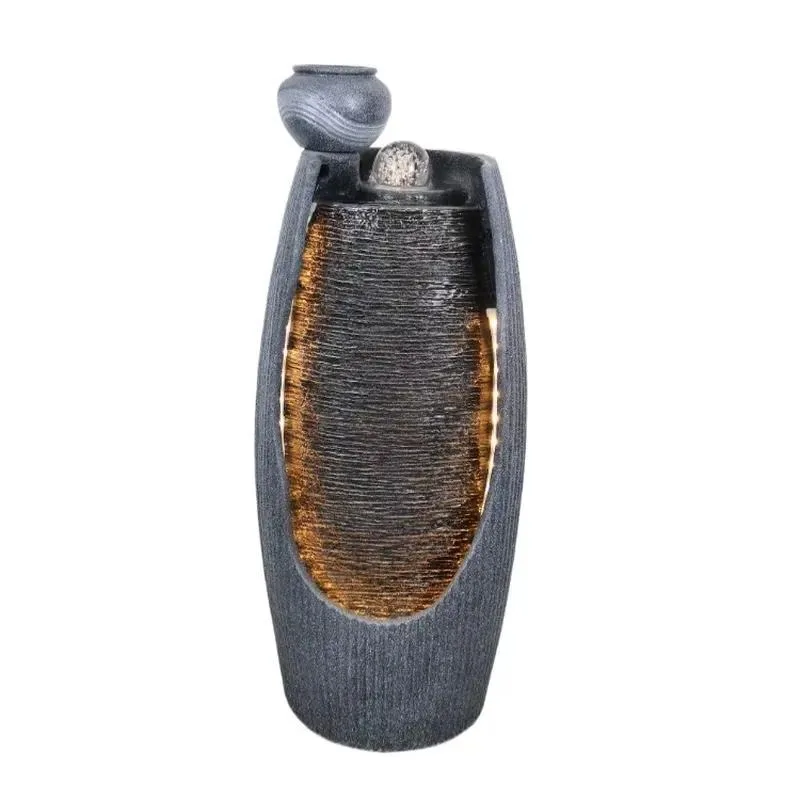 Modern Indoor Outdoor Water Fountain with Light Garden Landscape Decoration for Living Room Office Floor Standing