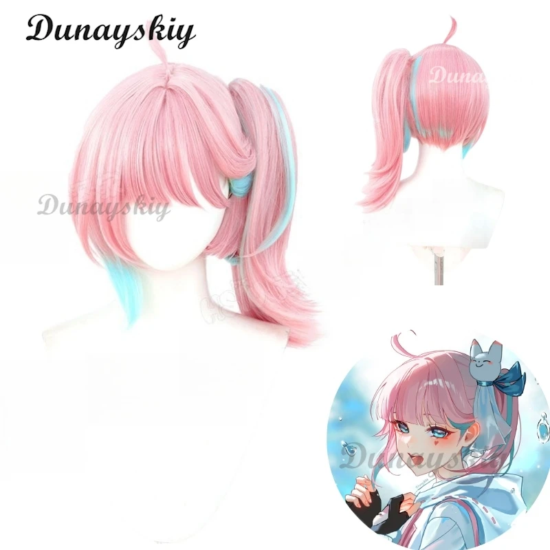 

Kiriko Cosplay Wig Dance Rainy Days Skin 40cm Pink Blue Mix Cosplay Anime Cosplay Wig For Women Heat Resistant Synthetic Hair