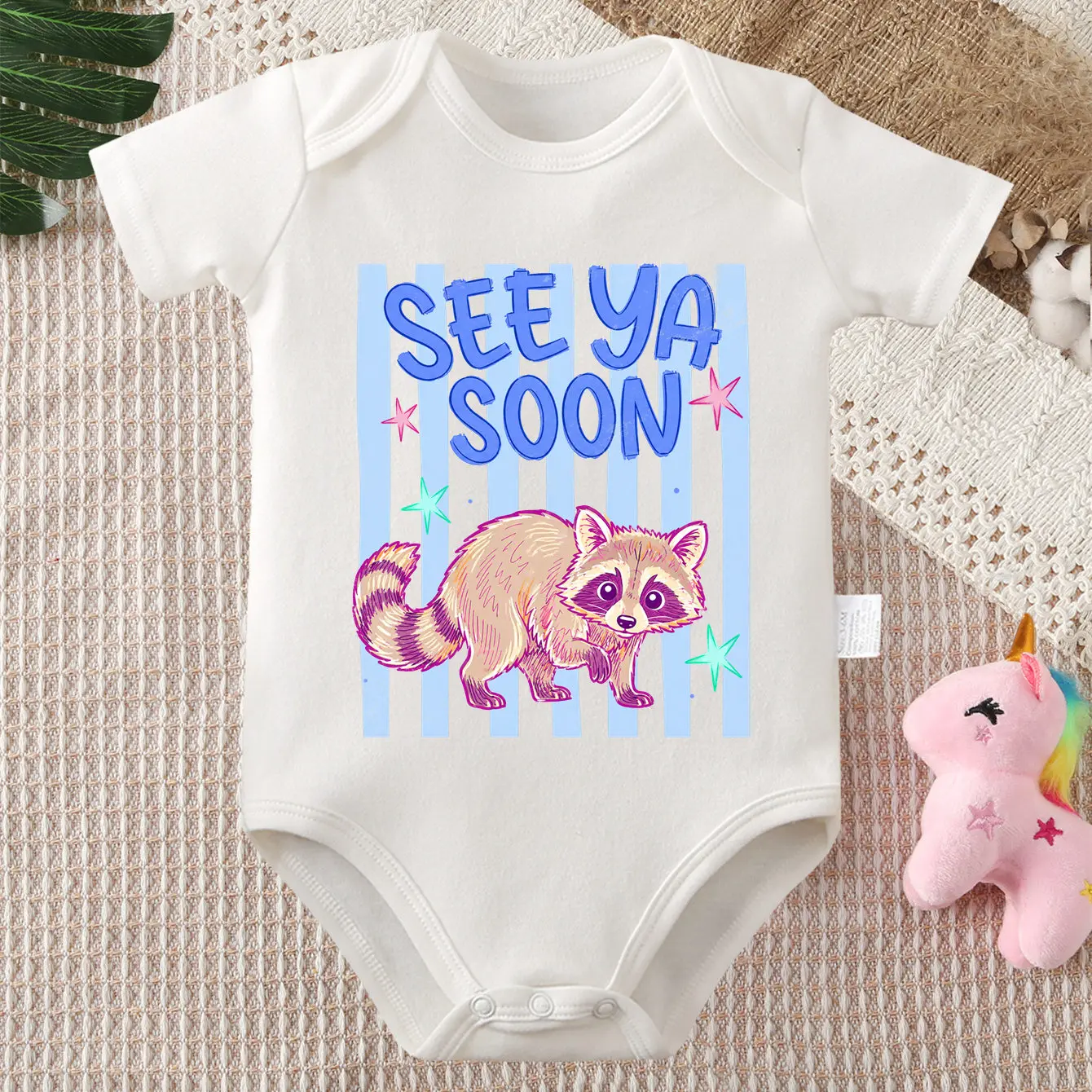 100% Cotton Onesie Summer Time See You Soon Print Bodysuit Comfortable Cloth for Baby Jumpsuit for 0 To 12 Months Newborn