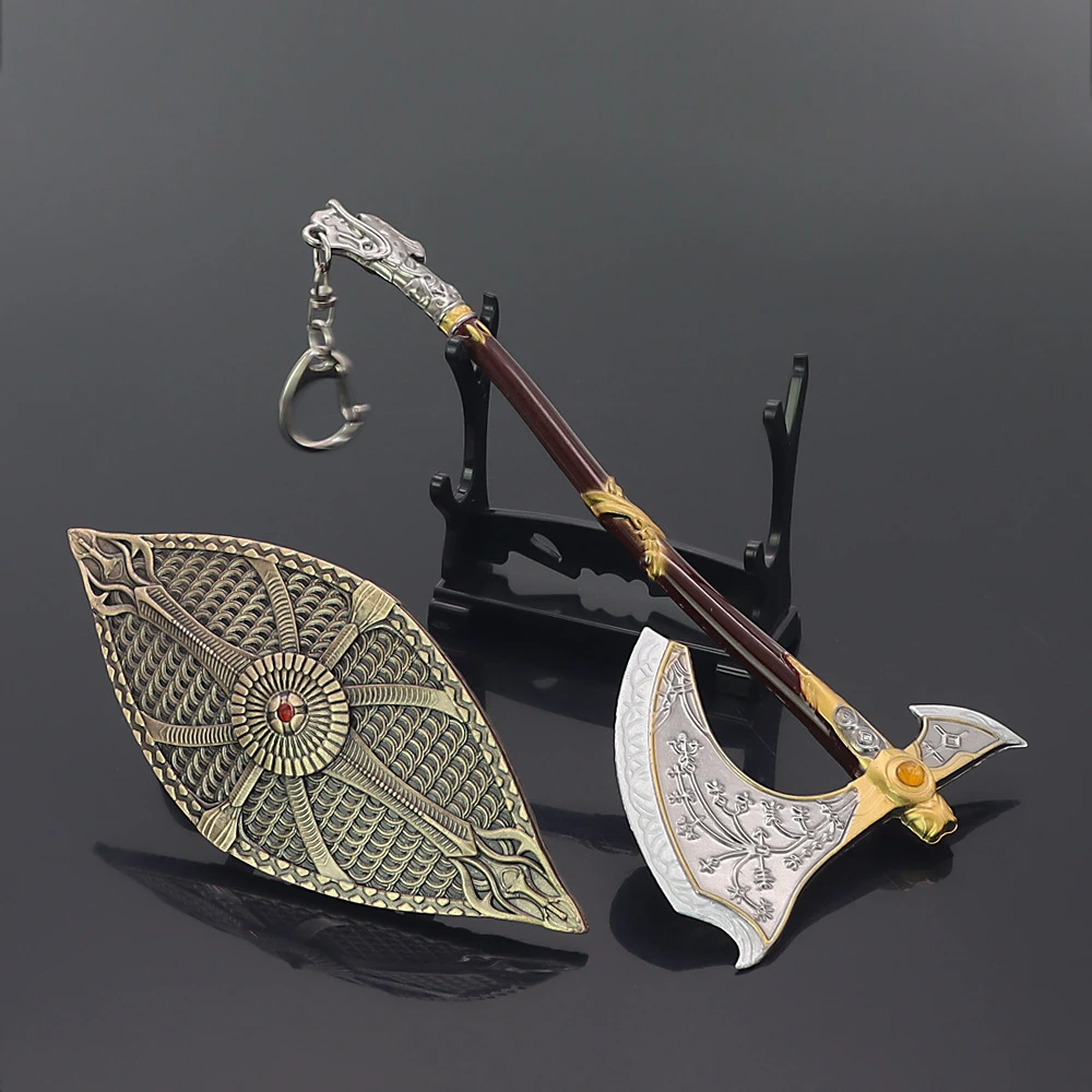 18cm God of War Arme War Beast Axe Shield Ax Kratos Gift Packaging Game Periphery Samurai Weapon Full Metal Cosplay Toys Gift