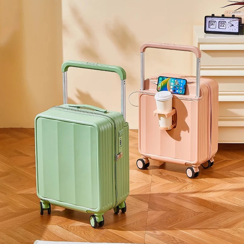 2024 New multifunctional suitcase small front opening carry on luggage laptop bag 18 inch mini rolling trolley 20\