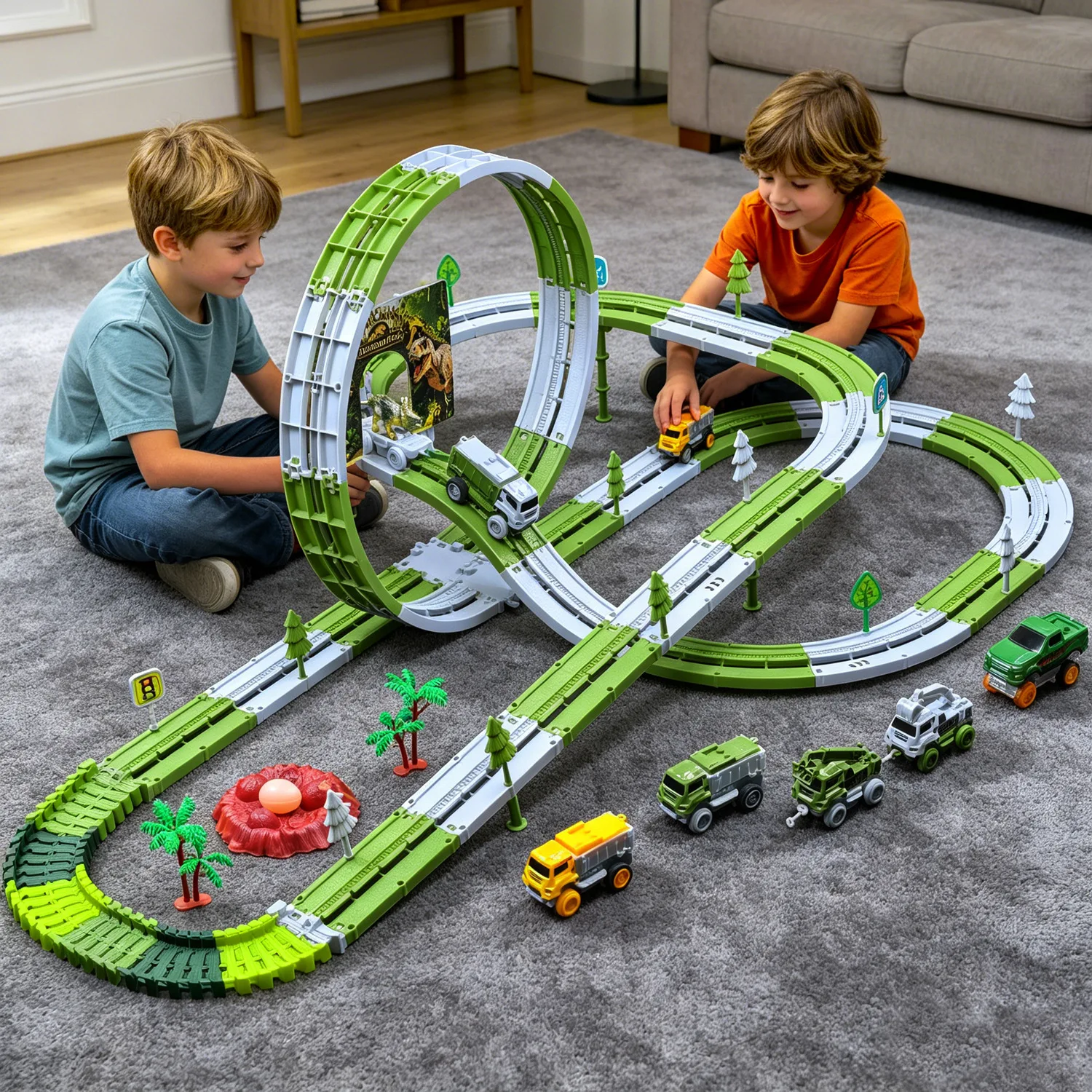 DIY Space Track Toys Dinosaur Racing Car Track Set Magic Climbing Flexible Rail Car Toy for Kids gift