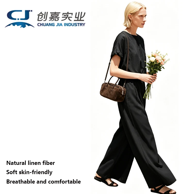 High-end Linen Women's Suit White Short-sleeved T-shirt Skirt 2 Fashionable Street Clothes Comfortable Breathable Cool Spring