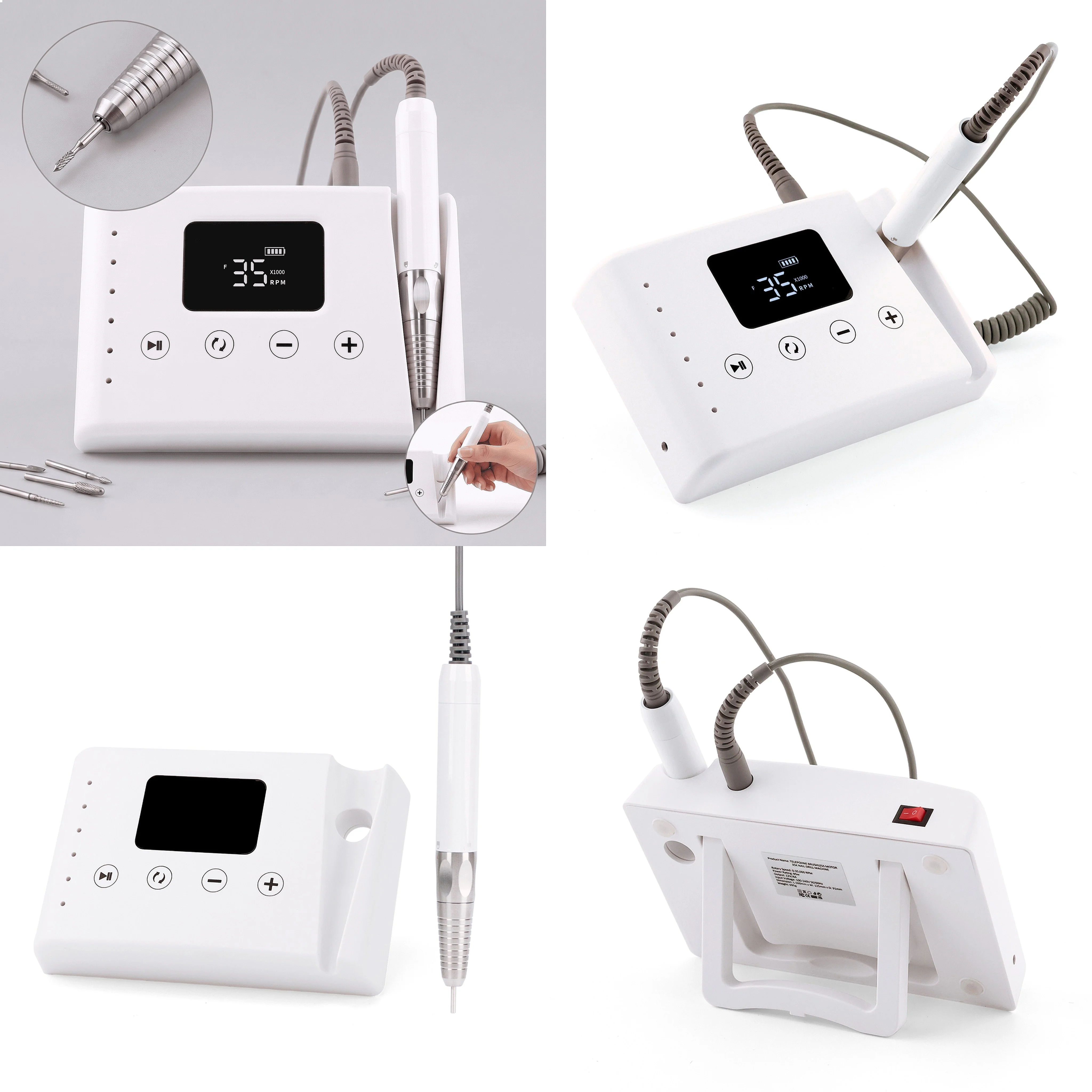 2026 Wholesale OEM Customized Logo Nail Drill 85W Brushless 35000RPM New Design Manicure Cordless E-file Machine