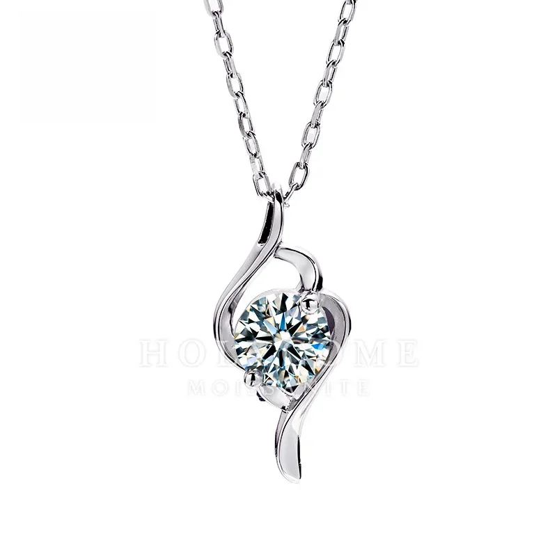 

Fashion Special Design Custom Style Jewelry Round Cut D Color S925 Sterling Silver Plated 18K Gold Moissanite Necklace