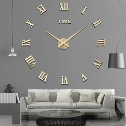 Large acrylic three-dimensional Roman digital wall clock living room bedroom wall clock