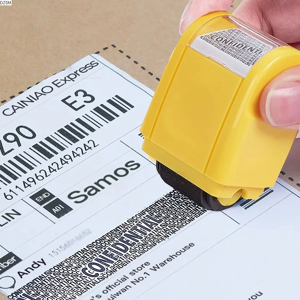 

Leakproof Identity Theft Protection Roller Stamp Portable Ink Refill Manual Roller Stamp Garbled Chapter Roller Stamp