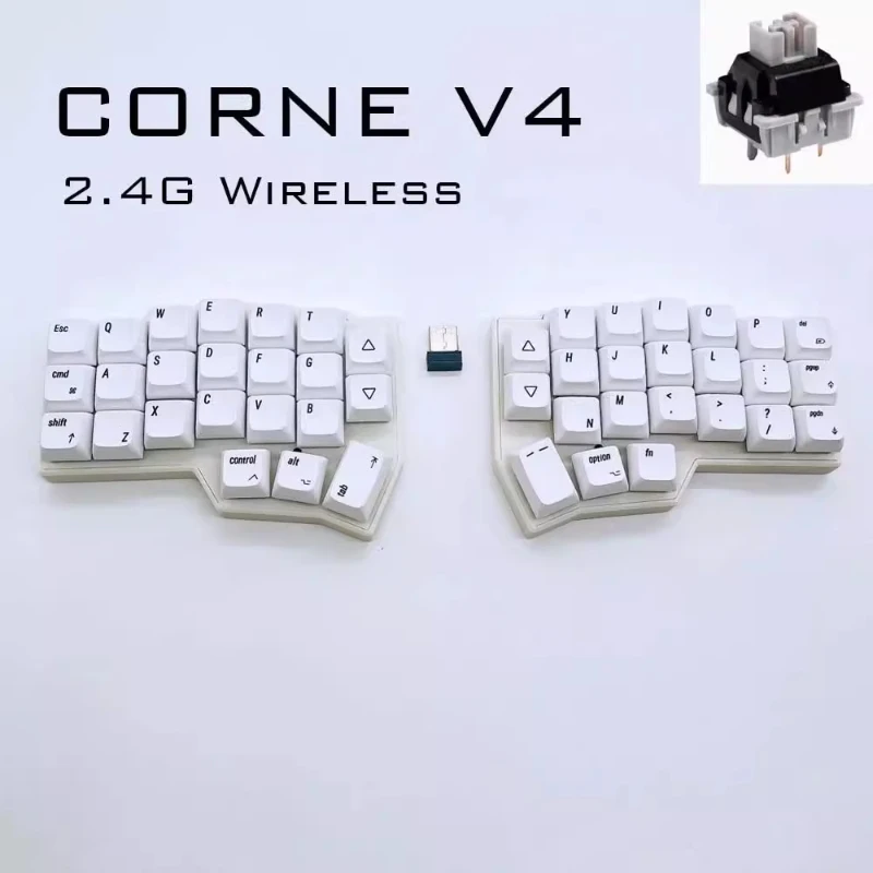 Corne V4 2.4g Split Keyboard Kit Hotswap Ergonomic Wireless Keyboard Support Vial Software Key Mapping Custom CR2032 Button Cell