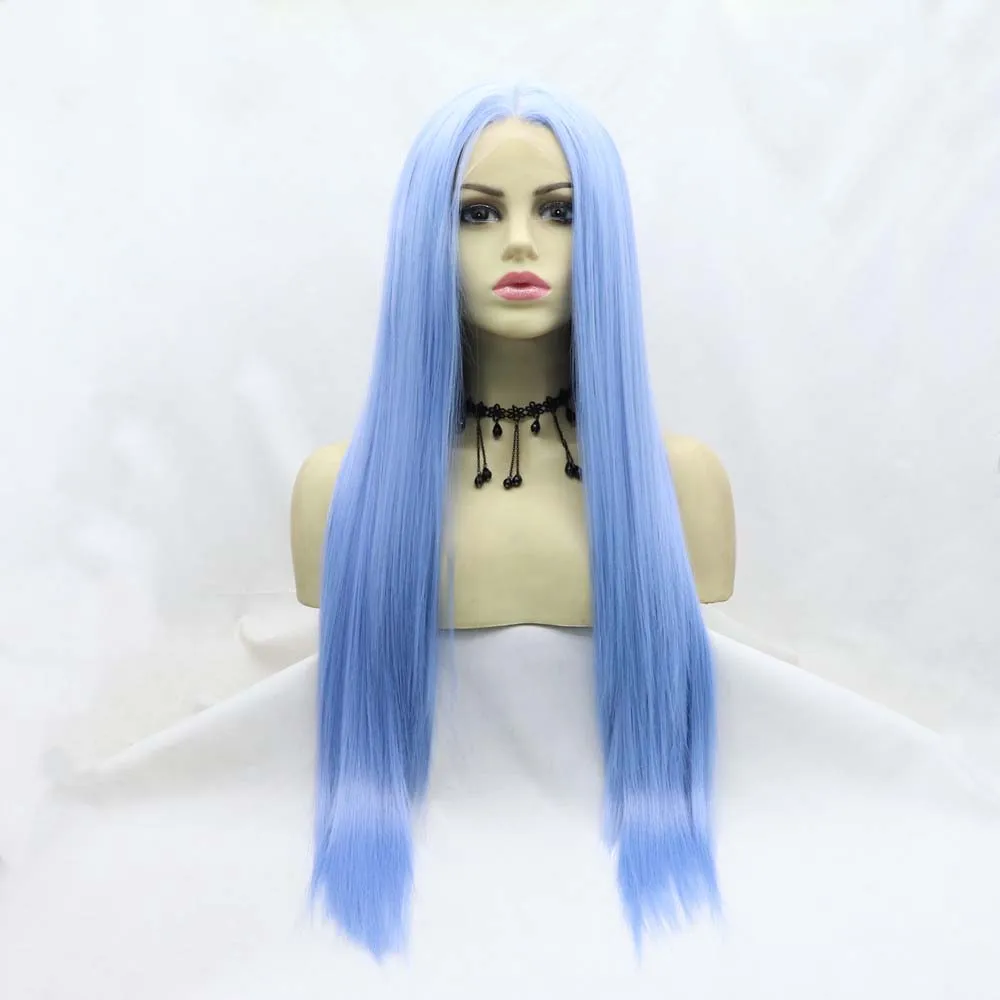 

Synthetic Blue Lace Front Wigs For Women Hair Heat Resistant Fiber Long Silky Straight Wigs