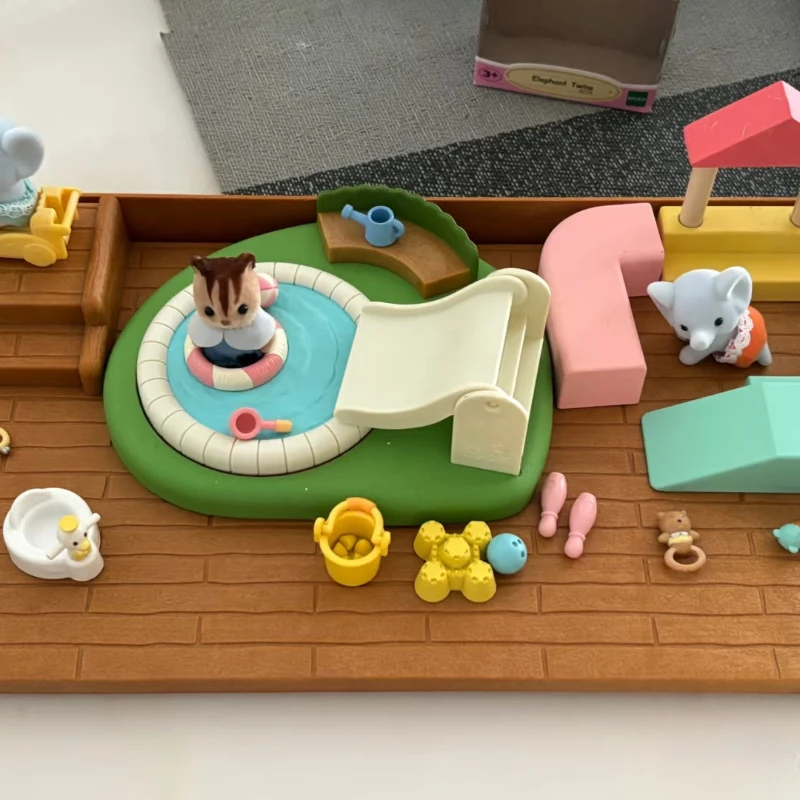 Sylvanian Families Casa Toys Ternurines Figuren Spielzeug Mädchen Niedliche Calico Critters Anime Puppenhausmöbel Schwimmbad Sandpool