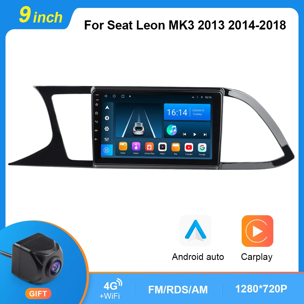 

For Seat Leon 3 MK3 2012 - 2020 Screen Car Radio GPS Navigation 4G WIFI DSP Carplay Android 10 Multimedia Video Player 2 Din