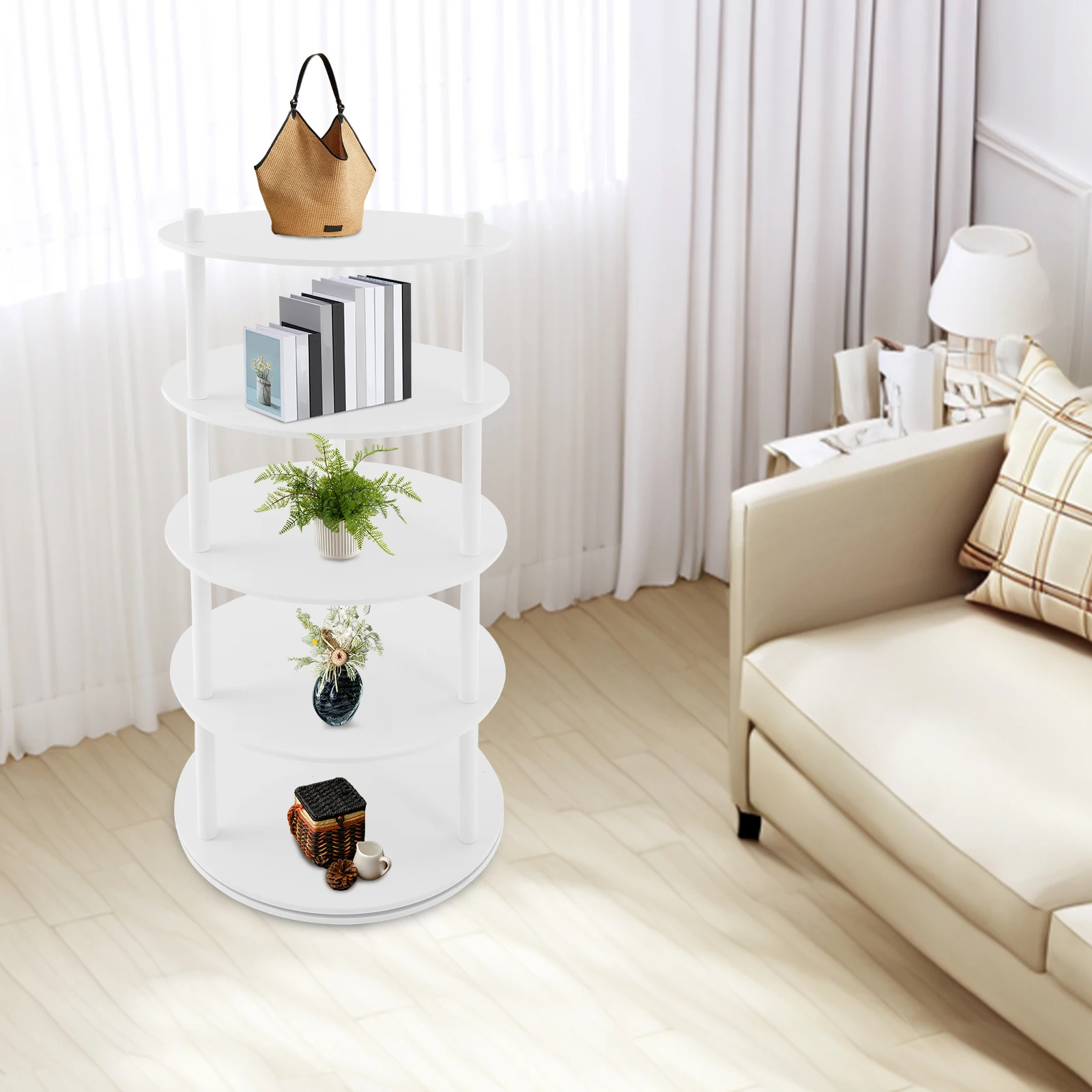 

4-layer Rotating Shoe Rack Shoe Storage Organizer Round Swivel Shoe Bag Holder for Entryway, Hallway, Living Room