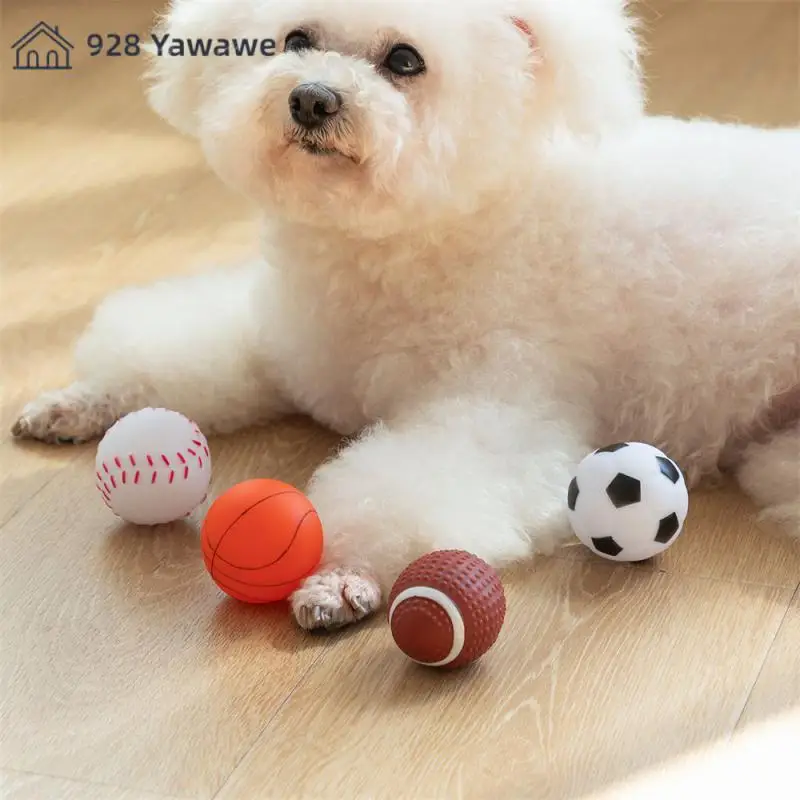 Pet Toys Safe Printing High Elasticity 5cm Latexdoll Cotton Pet Balls Accessories Training Pet Teeth Toy Tooth Cleaning Ball