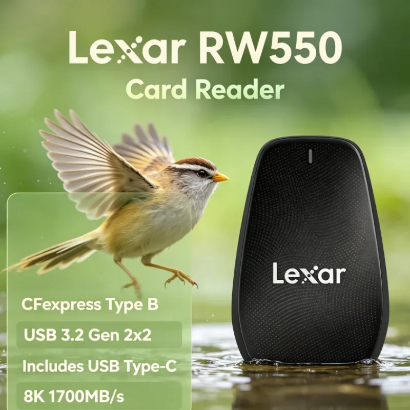 Lexar RW550 USB Type-C CFexpress Type B Reader 8K 20Gbps USB 3.2 Gen 2x2 Card Reader for Data Transfer