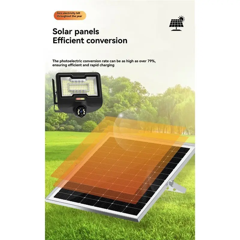 B18B Proiettore 600W e telecamera di sorveglianza ad energia solare 4K HD 3MP per giardino esterno Frutteto Fattoria 360 °   IP65 impermeabile