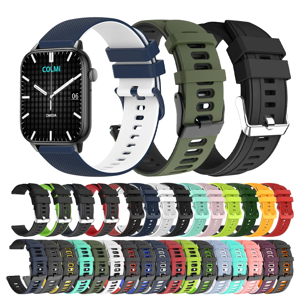 Sport 20mm 22mm Silicone Strap for COLMI Band C61/C81/P73/P71/P68/P28 Plus/P76/I31/V68/V70/M42/P76/C61 Bracelet Accessories Belt