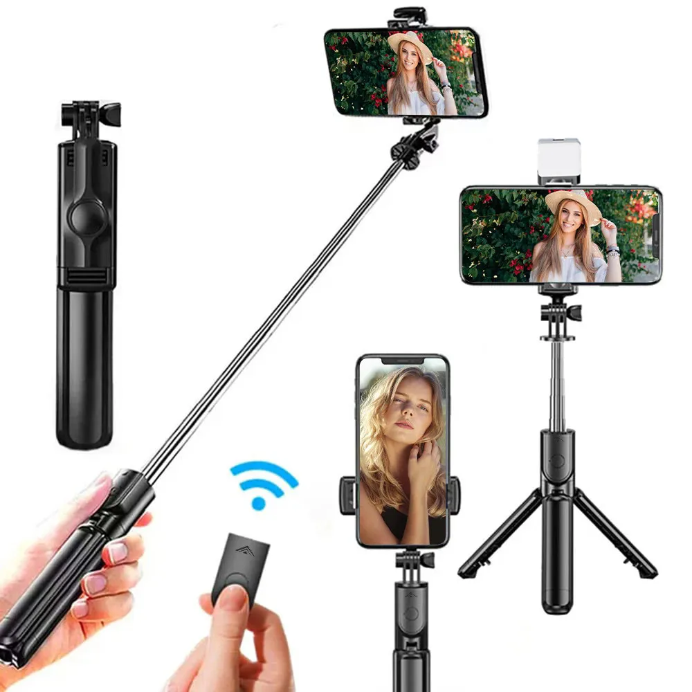 Nuovo treppiede selfie wireless 3 in 1 con luce di riempimento otturatore Bluetooth telecomando monopiede pieghevole portatile per smartphone