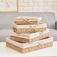 Handwoven Storage Baskets Desktop Snack Sundries  Storage Box Multifunctional Closet Baskets Organizer Clothes Sorting Box