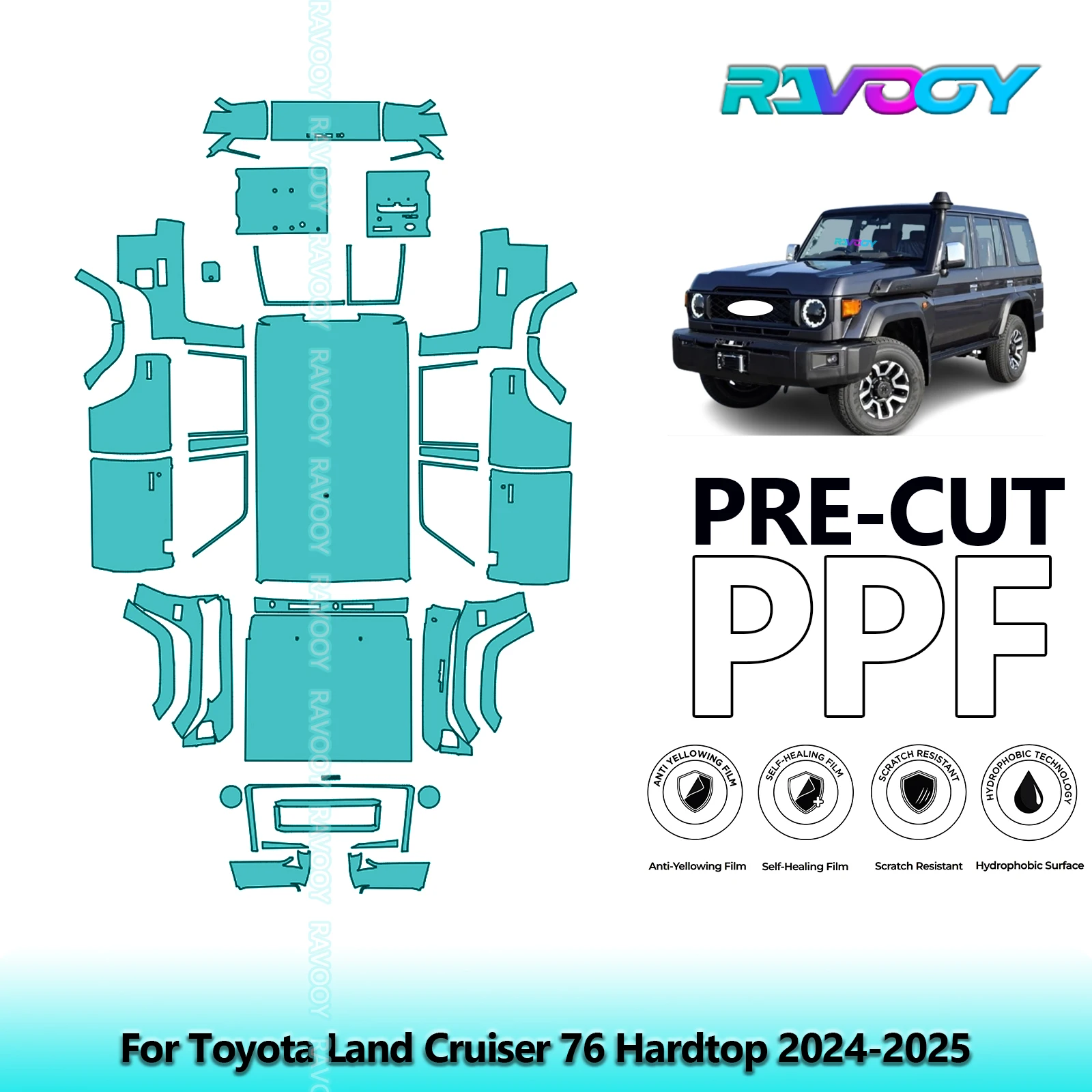 

Car Precut PPF Paint Protection Film Full Vehicle For Toyota Land Cruiser 76 Hardtop 2024-2025