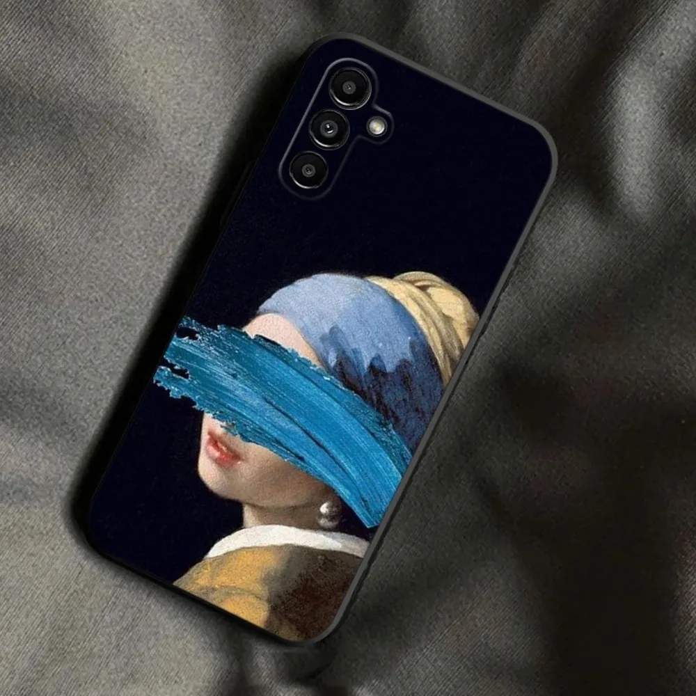 Girl With A Pearl Earring Vermeer Phone Case For Samsung Galaxy A13,A21s,A22,A31,A32,A52,A53,A71,A80,A91 Soft Black Phone Cover