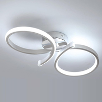 Ceiling LED Ceiling, 28W 3150LM Modern Living Room Ceiling Lamps, Curved Design Silver Ceiling Lamp Cool White 6500K