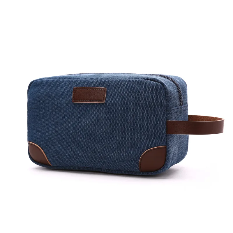 Thick and durable portable canvas storage bag solid color portable square men and women travel toiletries bag