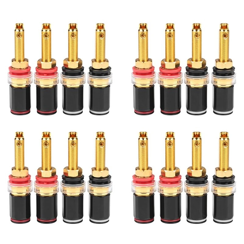 A02F-16Pcs Hifi Speaker Terminal Binding Post Pure Copper Amplifier Connector For Female Banana Jack Plug
