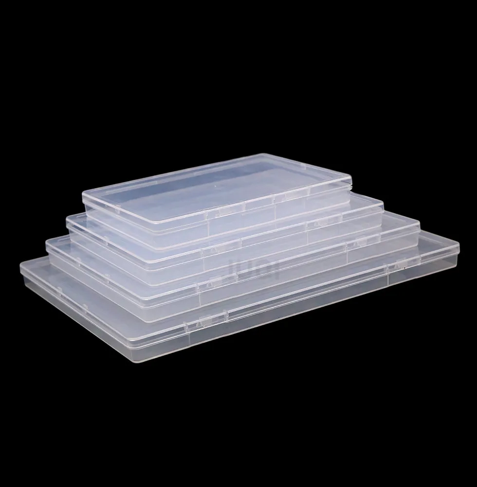 Transparent Desktop Stationery Clear Pencil Box Stickers Storage Case Table Desk Classification Box Plastic Stationary Organizer