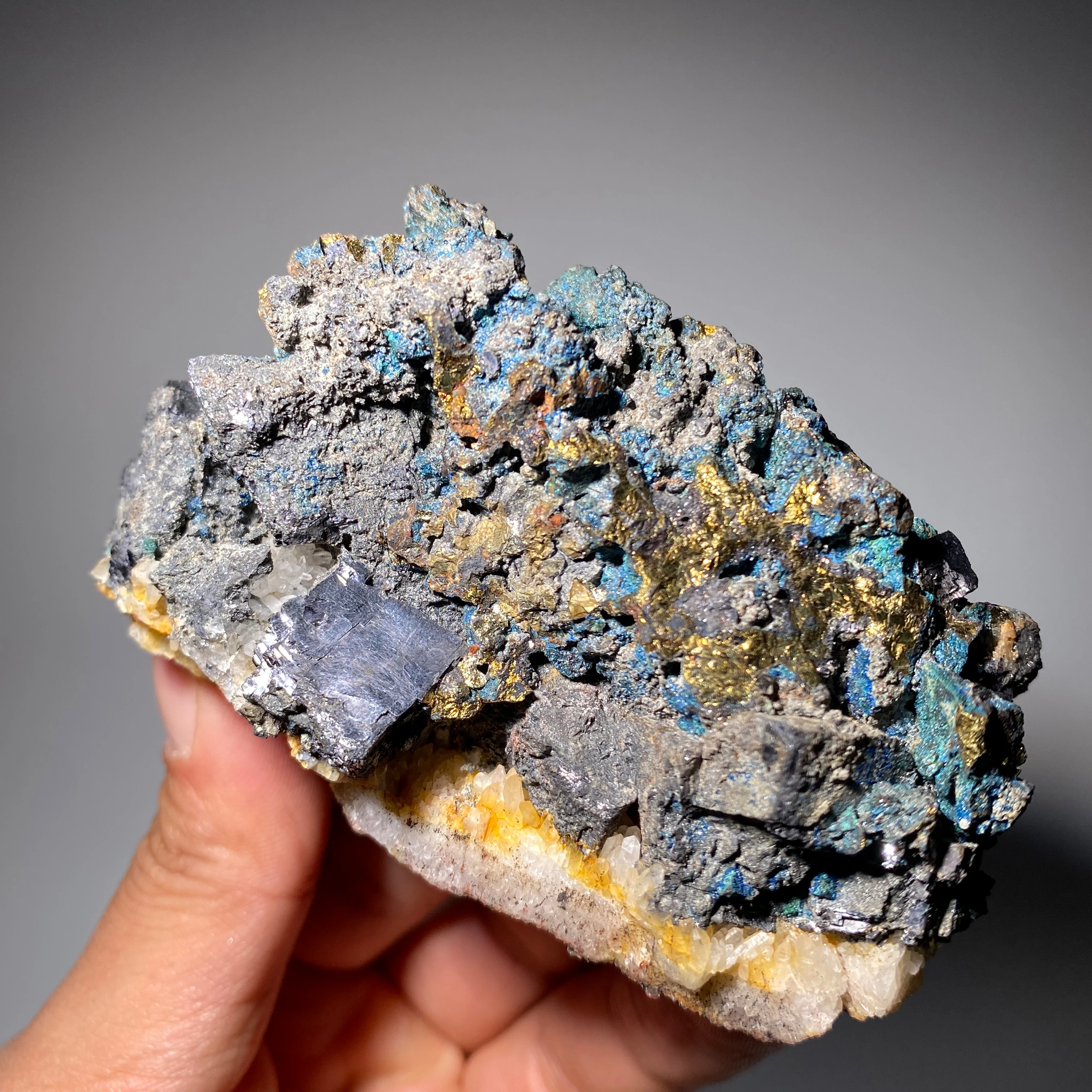 Natural Galena Mineral Specimen with Healing Quartz Crystals And Stones Rock Gemstone Home Decor Gift Item
