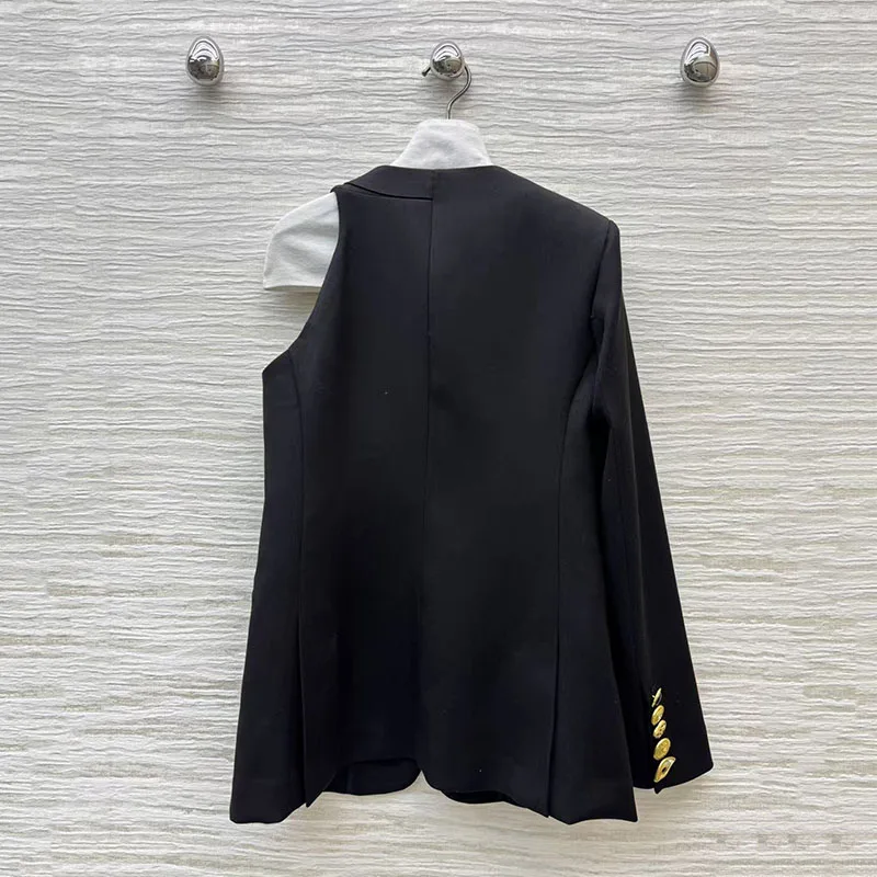 Women's Slim-Fit One-Sleeve Blazer, Casual and Versatile Black Jacket, High-Quality Single-Button Jacket, 2026, New Arrival, Y2K