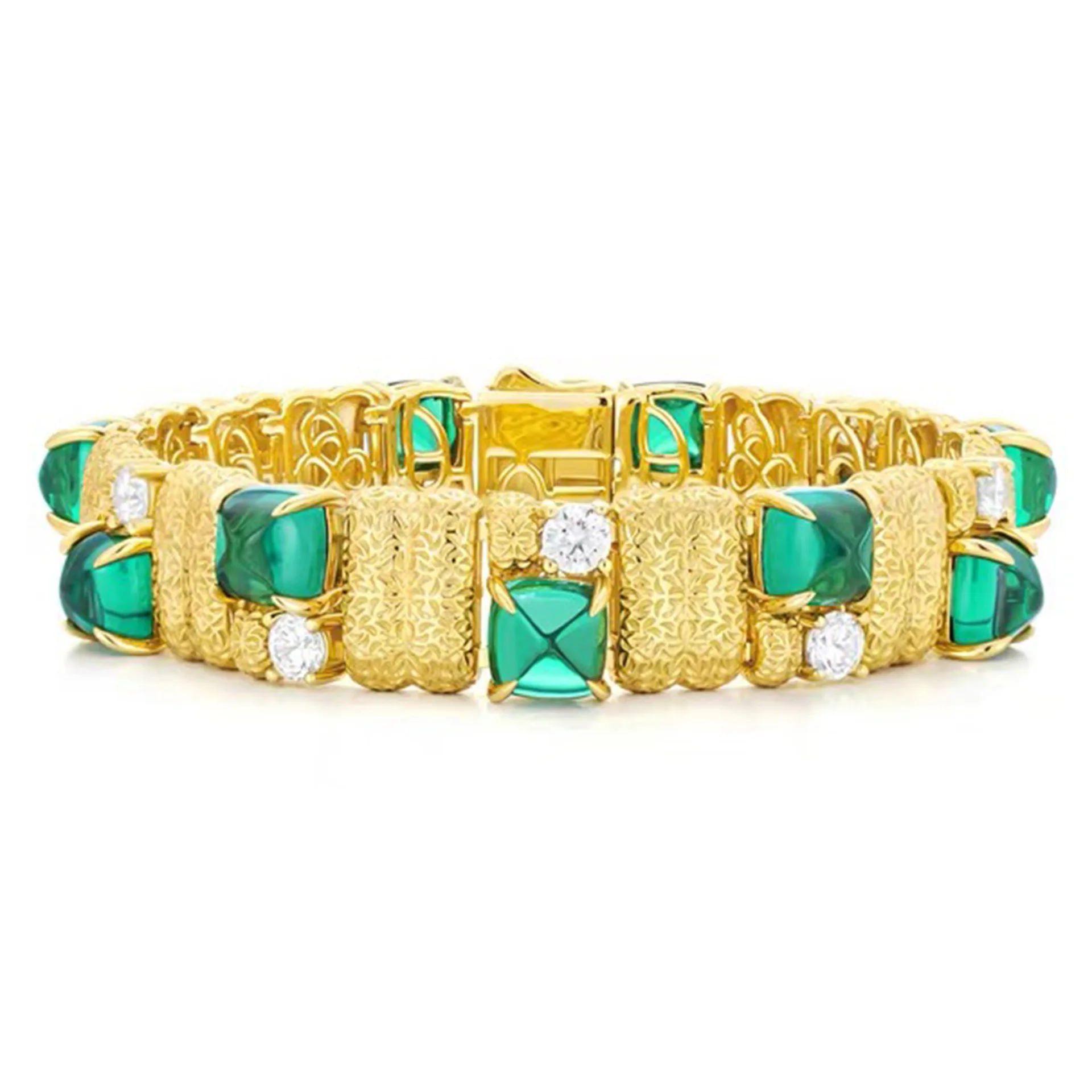 

New S925 Silver High Carbon Diamond Antique Gold Wood Sasa Green Jewelry Cheongsam Women's Bracelet Wedding Jewelry