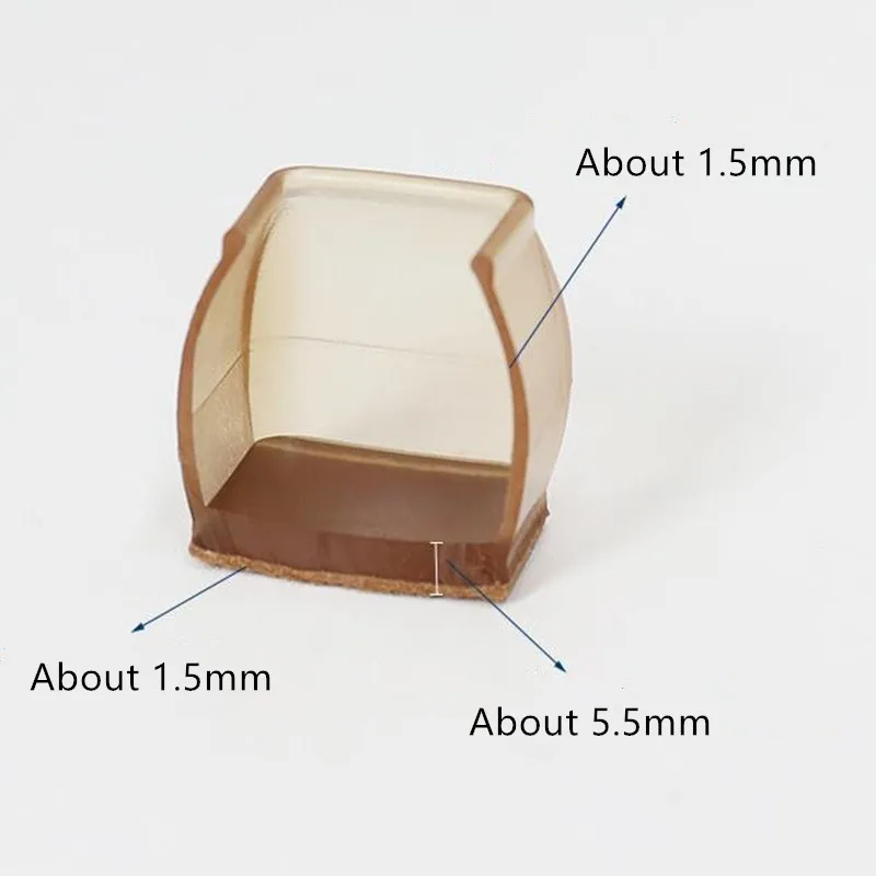 4 Pcs Thickened Multi-shape Leg Protector with Felt Bottom Brown Transparent Round Chair Leg Protector Anti-friction