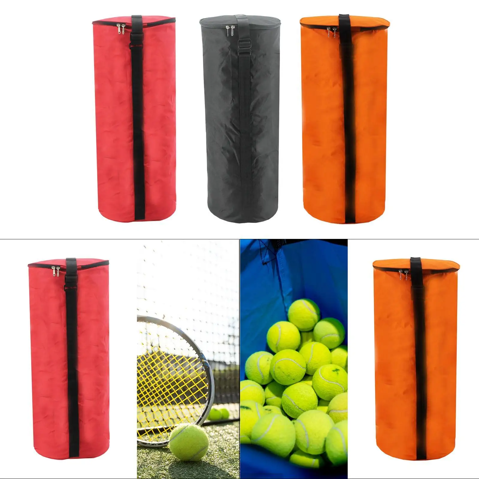 Tennis Ball Storage Container with Adjustable Strap, Ball Pickup Basket for Various Sports