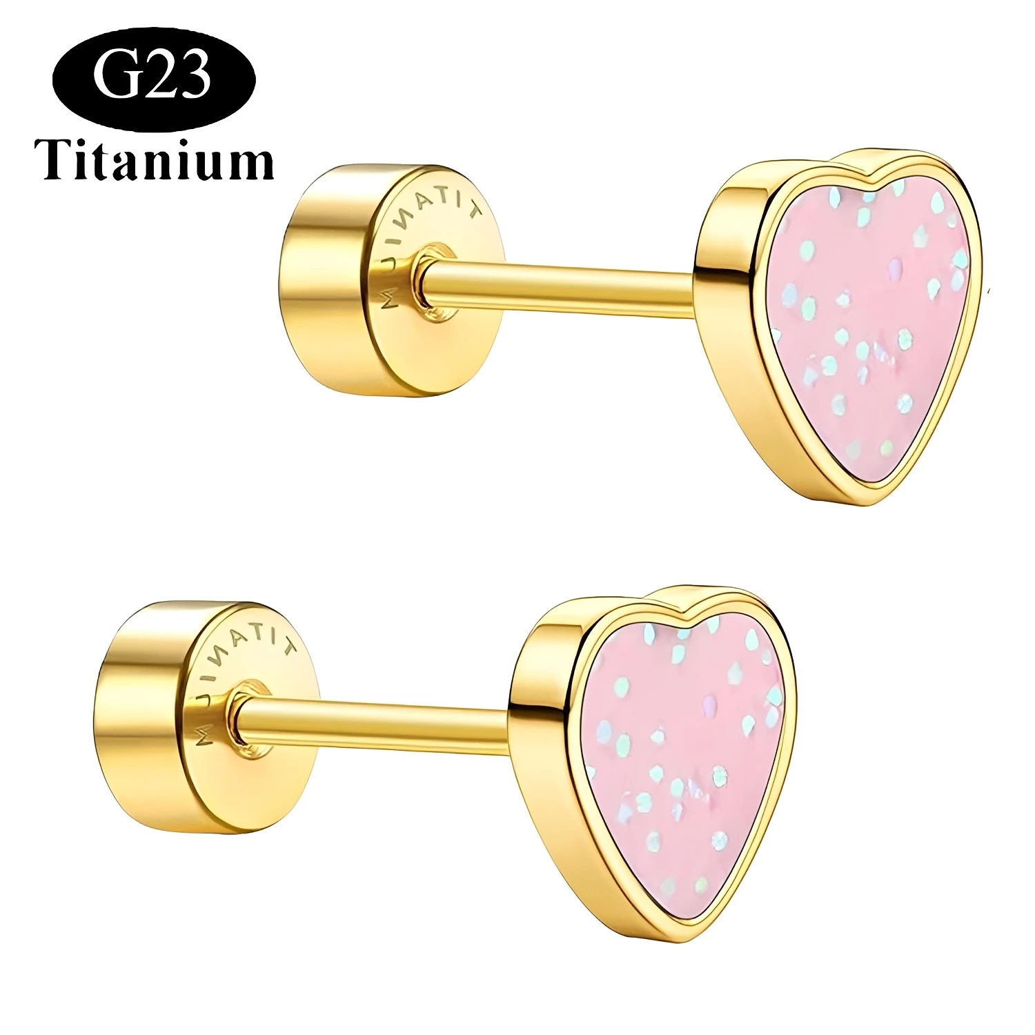 

Drperfect 20G Titanium Heart Love Earrings for Women 14K Gold Plated Cute Tiny Sequins Studs Cartilage Earrings Piercing Jewelry