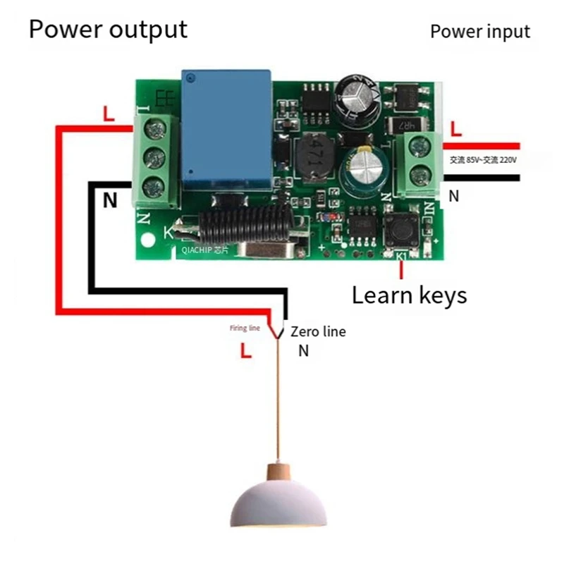 Interruptor de controle remoto sem fio 433Mhz para luzes, ventiladores 110V/220V, relé 10A, alcance de 100M, fácil ON/OFF