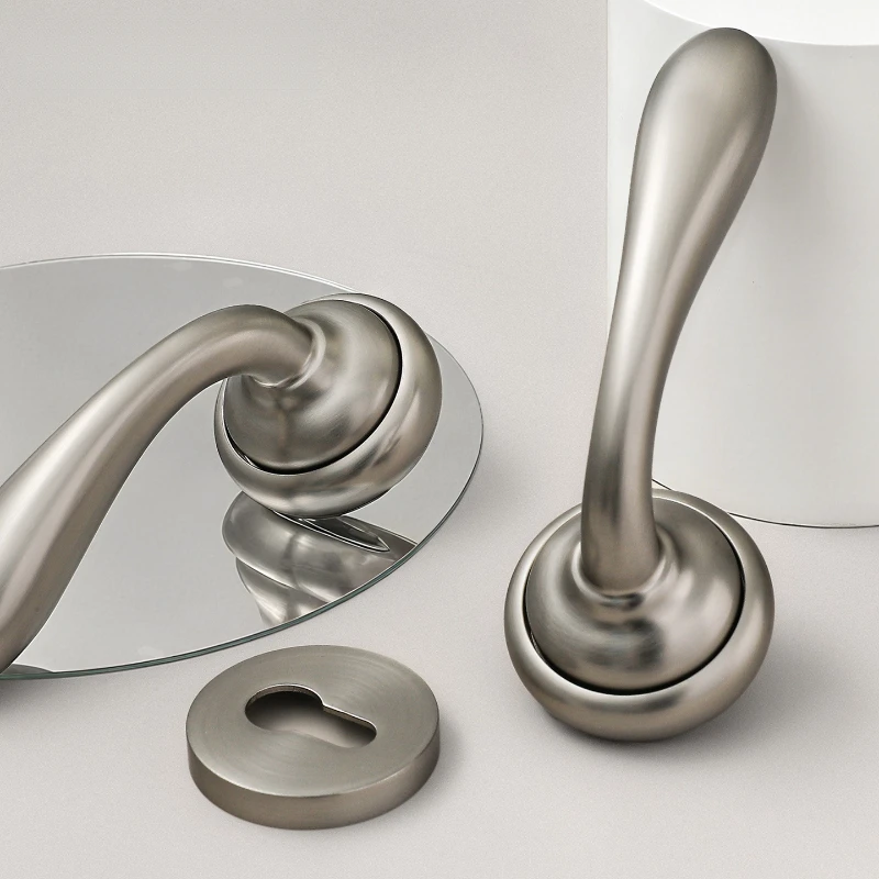Luxury Bright‑Zinc Alloy Interior Door Lock Set Handle Hinge Stopper Bedroom Office Bathroom Gate Household Privacy