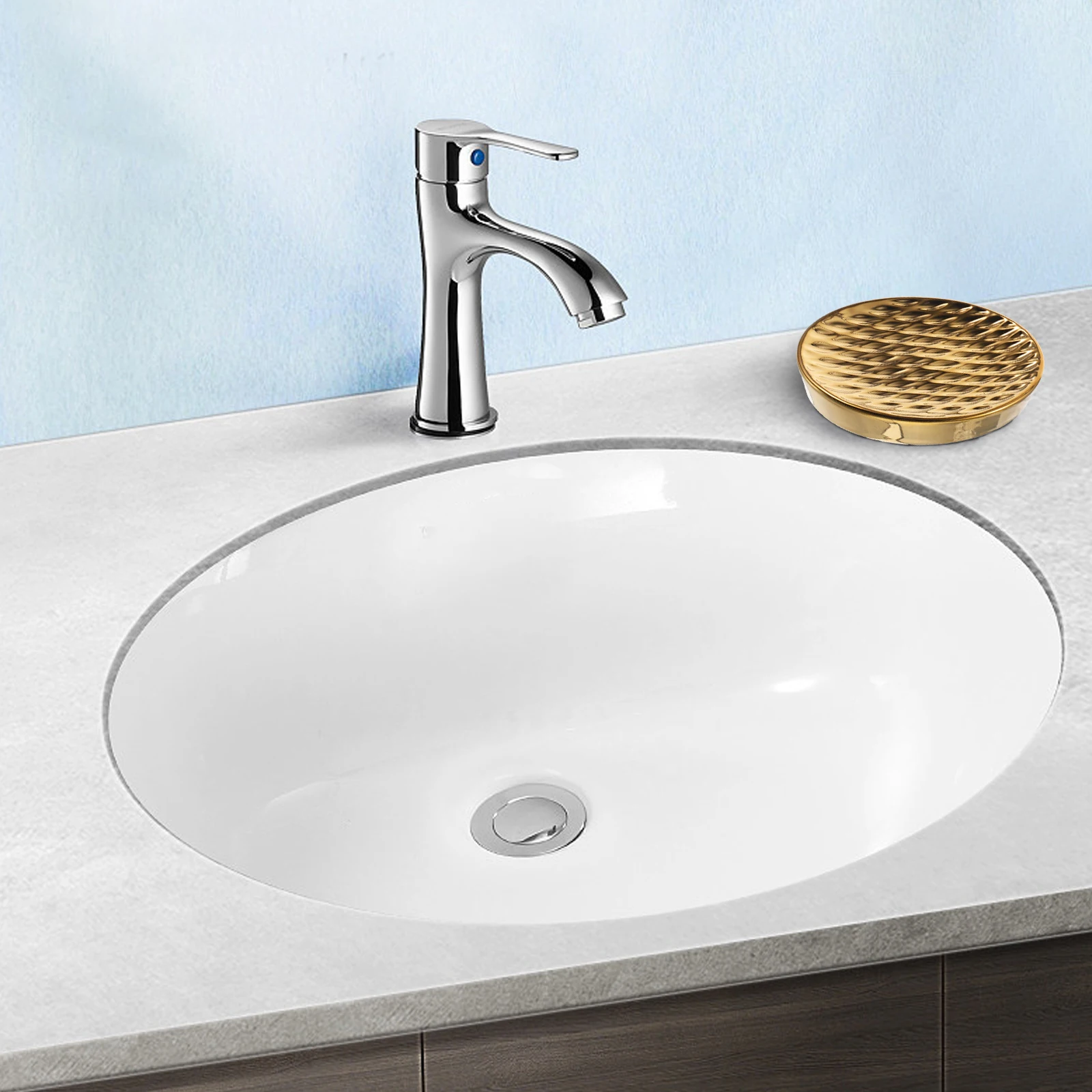 

Decorative Ceramic Soap Holder Gold Finish Drainable Tray for Bathroom Sink Countertop Bar Storage Solution Soap Holder