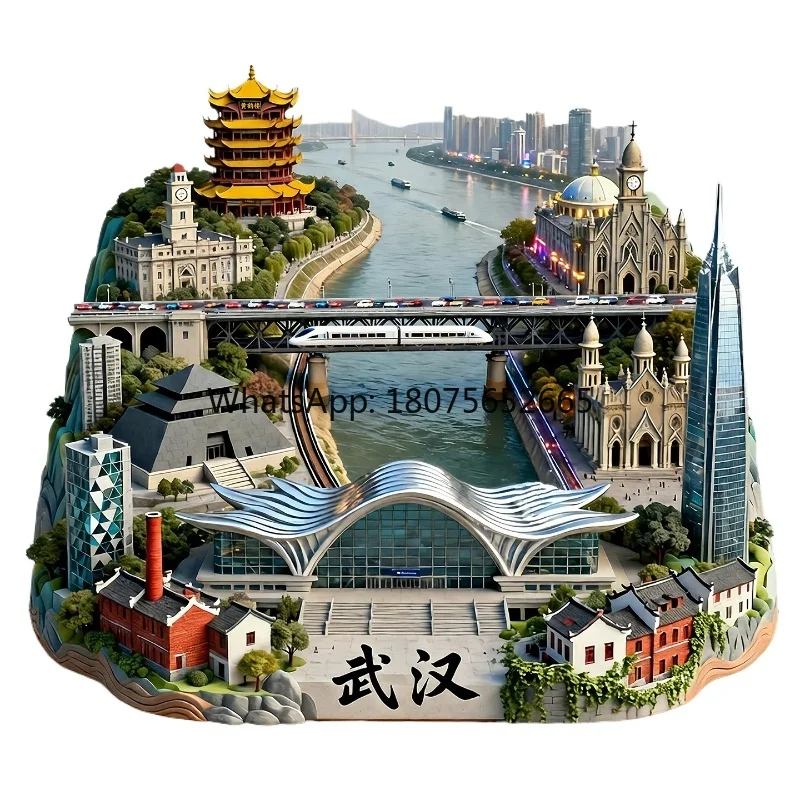 Wuhan refrigerator sticker embossed hubei tourist attractions cultural and creative souvenirs