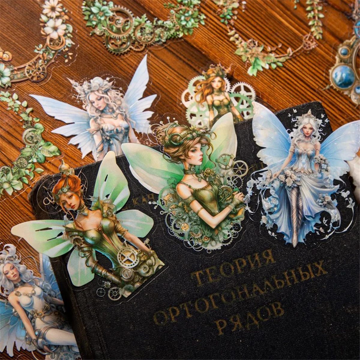 Steampunk สมุดภาพชุดสติกเกอร์,120PCS Fairy Ephemera สําหรับ Scrapbooking,ขยะ Journaling,Crafting,โครงการ DIY