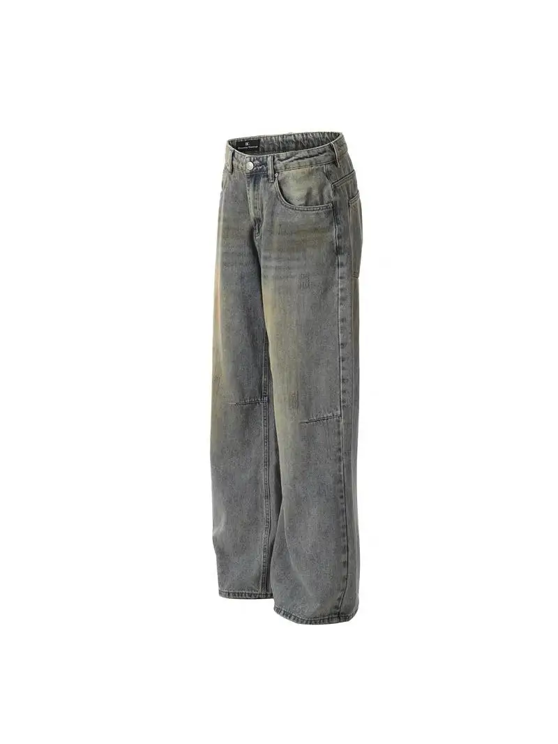 Waed Vintage American Sle Jeans Men's Casual Loose Straight Leg Jeans Durable Denim Youthful Trend Spring Autumn Wear