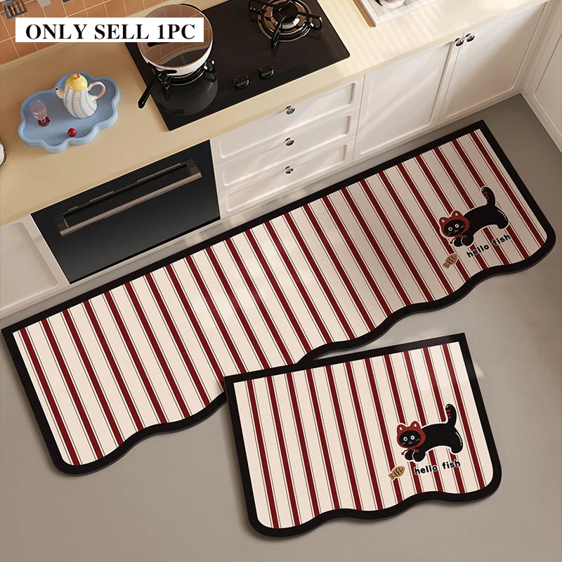 Kitchen Floor Mat Waterproof PVC Leather Carpet Cartoon Animal Pattern Long Rug Oil-proof Non-slip Home Decoration Mats Alfombra