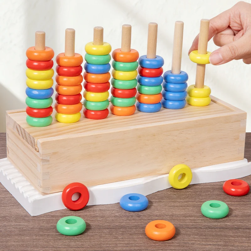 다채로운 링 쌓기 장난감 색깔별로 링을 분류하고 쌓아 숫자 세기를 연습하세요— 아이들은 놀이를 통해 숫자를 배우며 매우 똑똑해집니다