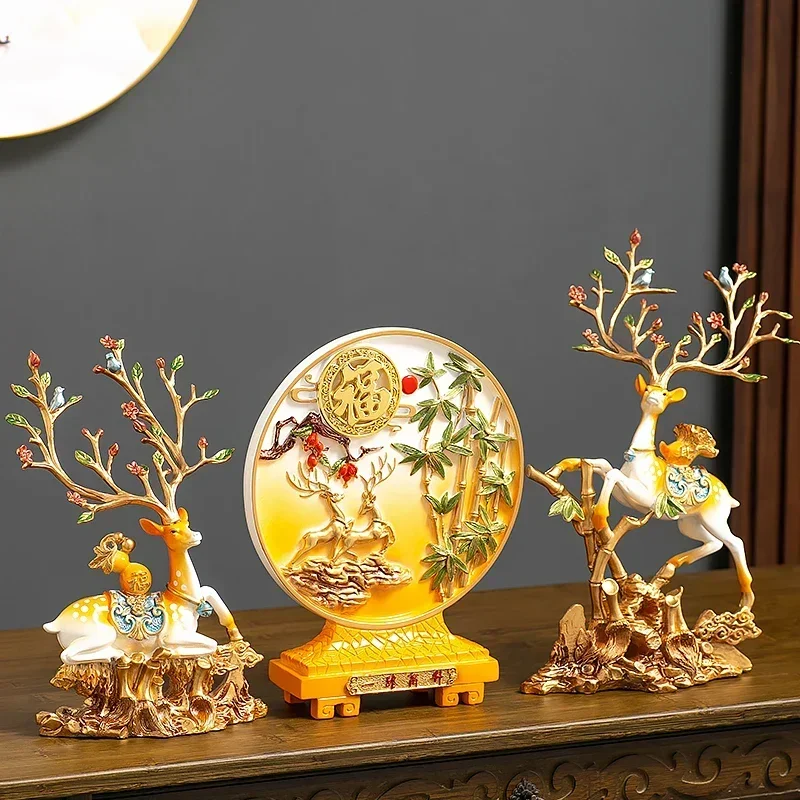 Creative Deer Decoration Yilu Gaosheng Home Living Room Entrance TV Wine Cabinet Housewarming Gift New Home Gift Decorations