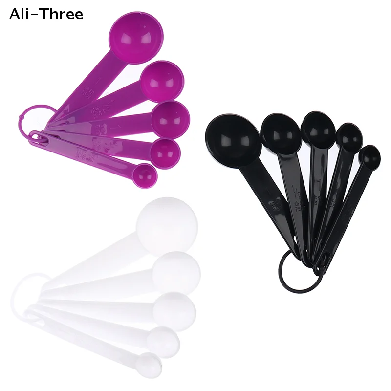 5Pcs Baking Cooking Tools Plastic Measuring Spoon Measuring Ladle With Scale