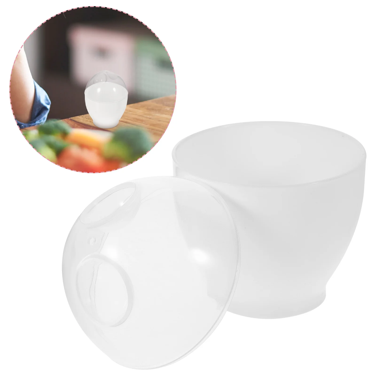 

6 Pcs White Egg Cooker Steamer Steamed Cup Portable Poacher Bowl Microwave Safe