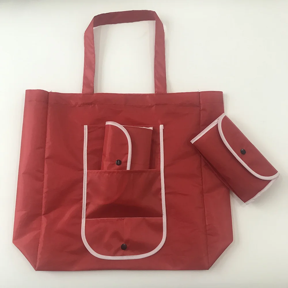 Stylish Polyester Folding Square Shopping Bag Eco-friendly Reusable Large Capacity Storage Tote Bag with Custom Print